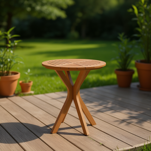Mesa Auxiliar de Madera de Teca Sólida para Exteriores, 27.56 x 27.56 x 29.53 Pulgadas, Color Marrón, Diseño Contemporáneo, Mueble Resistente - Product Image 2