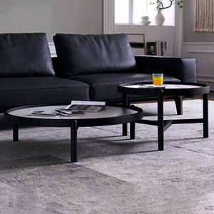 Mesa de <span class=keywords><strong>centro</strong></span> de panel de roca de madera maciza de América del <span class=keywords><strong>Norte</strong></span> minimalista, juego de mesa de <span class=keywords><strong>centro</strong></span> redonda Simple para sala de estar - Product Image 4