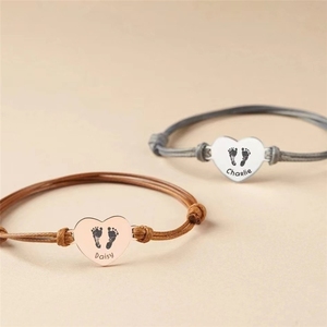 Bracciale in Acciaio Inossidabile Vuoto <span class=keywords><strong>con</strong></span> Incisione Personalizzabile per Impronte di Piedi e Mani, Nonché Testo e Motivi - Product Image 4