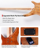 Guitare basse électrique 5 cordes pour performance professionnelle avec corps en palissandre massif DB-5 NA Système d'égalisation actif
