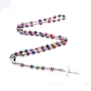 Colorful Floral Resin <b>Bead</b> Necklace Sweater Chain Unisex Gift Jewelry Yiwu Origin RN-503 - Product Image 2
