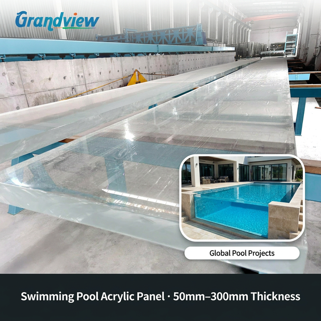 Virgin MMA UV Resistant High Clarity Thick Clear Acrylic Swimming Pool Sheet with Cutting Service and 30 Year Warranty