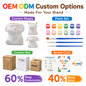 Kit de peinture DIY pour pot de fleurs en céramique en forme d'éléphant, 8 couleurs de peinture, artisanat artistique pour enfants, pot de fleurs, décoration de bureau, cadeau - Product Image 4