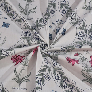 100% Hand Block Print Cotton Bedsheet Set | Floral Indian Jaipur Bedspread with <b>Pillow</b> Covers Boho Queen King <b>Flat</b> Sheet - Product Image 3