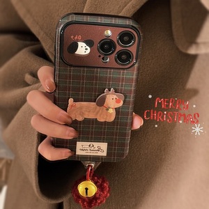 Étui de protection pour téléphone portable en cuir PU à motif à carreaux vintage de Noël pour chien, pour <span class=keywords><strong>iPhone</strong></span> 17 16 15 14 13 12 11 Pro Max - Product Image 6