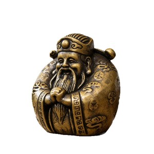 Scultura in legno naturale a forma di stella dorata con squame di drago di KI Tengqiao, raffigurante il Dio della Ricchezza, oggetto da collezione portatile, è un regalo per Att. - Product Image 5