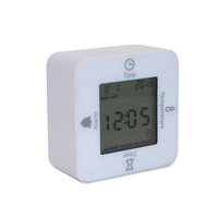 Réveil rotatif compact avec calendrier perpétuel, affichage de la température, minuteur de compte à rebours, design quatre faces, modèle en plastique ABS