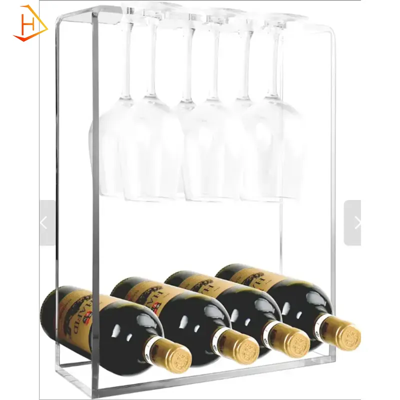 Casier à vin rectangulaire en acrylique transparent, armoire de rangement, organisateur, porte-bouteille de comptoir de cuisine de mariage pour garde-manger, cave, bar