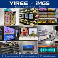 Comptoir d'accueil et bar combinés avec affichage LED trois faces personnalisé, OEM ODM pour salles d'exposition de marques et événements commerciaux