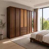 Armoire autoportante en bois massif avec miroir, design mid-century, grande capacité de rangement, meuble pour chambre à coucher et salles à manger