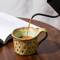 Tasse créative à bords droits et forme irrégulière, glaçure changeante au four, artisanale de haute qualité, pour petit-déjeuner, flocons d'avoine, café, ou comme mug exquis