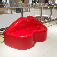 Y182 Banc en forme de lèvres rouges amusantes, chaise de restaurant, chaise d'attente publique, tabourets de loisirs modernes en fibre de verre durables et design