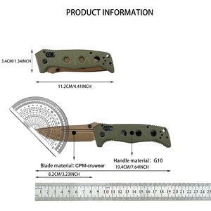 Cuchillo Plegable Táctico BM 273 Auto Adamas, Hoja CPM-CruWear Sheepsfoot, Cuchillo de Combate de Grado Industrial, Mango G10, OEM/ODM - Product Image 6