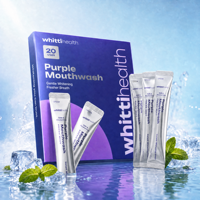 Bain de bouche violet marque privée blanchissant les dents haleine fraîche sachet sans alcool xylitol santé des gencives contrôle du tartre usage quotidien