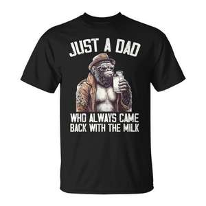 Camiseta del Día del Padre con estampado de Bigfoot Gorilla: Solo un papá que siempre volvió con la leche. - Product Image 1