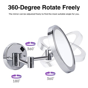 Hotel inodoro baño dos lados balancín extender mate negro redondo LED <span class=keywords><strong>espejo</strong></span> de pared - Product Image 4