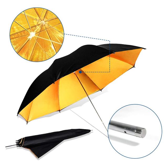 Hot Sale Black Gold Umbrella Softbox Speedlite Flash Light Reflector 33inch 43inch Umbrella for Photo Video Studio