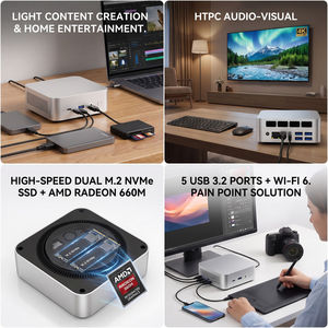 Mini <span class=keywords><strong>PC</strong></span> OEM Personalizado con AMD Ryzen 5 6600H, Radeon 660M 4K, HTPC <span class=keywords><strong>para</strong></span> Creación de Contenido, Edición de Video, Cine en Casa, Venta al Por Mayor - Product Image 2