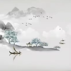 Personnalisé 8D Nouveau <span class=keywords><strong>Papier</strong></span> Peint Paysage à l'Encre <span class=keywords><strong>de</strong></span> Chine pour TV Fond Hôtel Boîte Salon <span class=keywords><strong>de</strong></span> Thé Zen Mural Moderne Peel Stick - Product Image 5