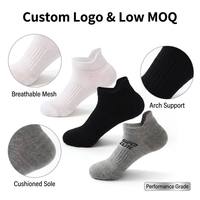 Chaussettes de sport athlétiques respirantes en maille à logo personnalisé, vente en gros, pour la course, avec amorti, coupe basse, marque privée, OEM