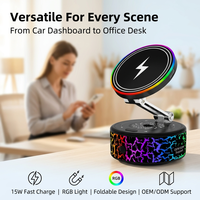 Support de chargeur sans fil magnétique |   Charge rapide 15W avec lumière RGB |   360 °   Support de fixation pliable à 3 axes pour aspirateur |   Support de bureau pour voiture X12C