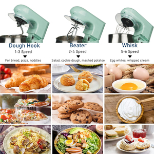 Artisan Tilt-Head Stand <strong>Mixer</strong> 1300W 5QT <strong>Glass</strong> <strong>Bowl</strong> - Vintage Design for Home Baking Cakes Frosting - Product Image 2