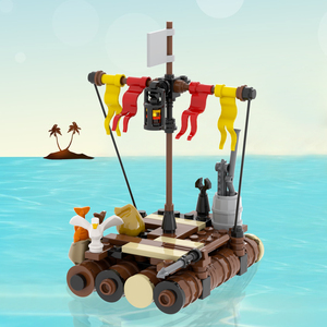 MOC5055 Modèle de radeau d'évasion insulaire médiévale, bateau de sauvetage pirate, blocs de construction en plastique DIY, jouets éducatifs pour enfants - Product Image 2