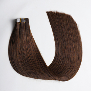 Selotip rambut Virgin India lurus kutikula 100% dalam ekstensi rambut manusia asli sutra gelombang lurus pita mulus digambar ganda kain Ins - Product Image 1