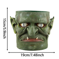 Ensemble de pots de fleurs en résine visage de monstre d'Halloween, pot de fleurs tête de goblin d'horreur, vase décoratif de table, ornement de plante pour bureau à domicile, cadeau