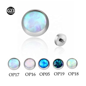 Giometal ASTM F136 titanio Mico Piercing dérmico Tops con bisel Set Crystal Gems Helix Tragus Body Piercing joyería al por mayor - Product Image 4