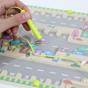 Jeu d'activités d'apprentissage des lettres ABC sur planche en bois Montessori, lot de jeux, labyrinthe de couleurs et de nombres - Product Image 3