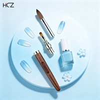 Nouveau Pinceau à Ongles en Acrylique Kolinsky 2-en-1 Détachable, Rond et Plat, avec Manche en Bois de Santal, pour Poudre Acrylique et Manucure (Modèle 2026)