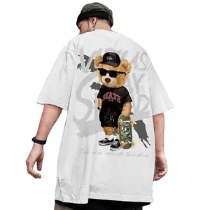 Özel Oem artı boyutu erkek tshirt şık özel Logo baskı pamuk sokak giyim serin kalça Pop