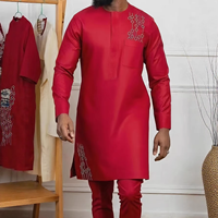 Nouveau Costume Décontracté Homme Style Africain Dashiki en Polyester Blanc à Revers pour l'Été 2025 – Modèle 861531