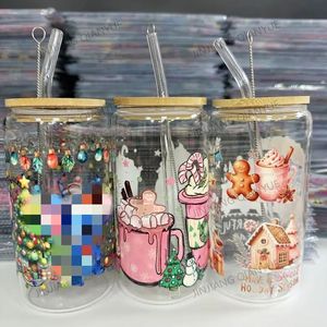 Listo para enviar 16 oz Vaso de Navidad Envolturas de taza fría con pegatinas de impresora UV DTF Precio de venta Producto de impresión de transferencia - Product Image 2