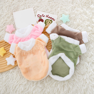 Pet Warm <b>Clothes</b> For <b>Cats</b> And Dogs Solid Color Plush Coat Cute Design Small Dog Winter Jacket - Product Image 1
