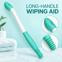 Brosse de bain portable en plastique à long manche pour nettoyage des hanches sans se pencher, outil d'assistance pour les toilettes, rinçateur périnéal, ensemble de trois pièces