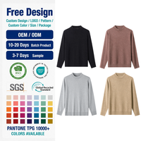 Pull en maille personnalisé pour homme en mélange cachemire et laine, col semi-montant, couleur unie avec contraste au dos, chaud, OEM ODM, usine source, vente en gros