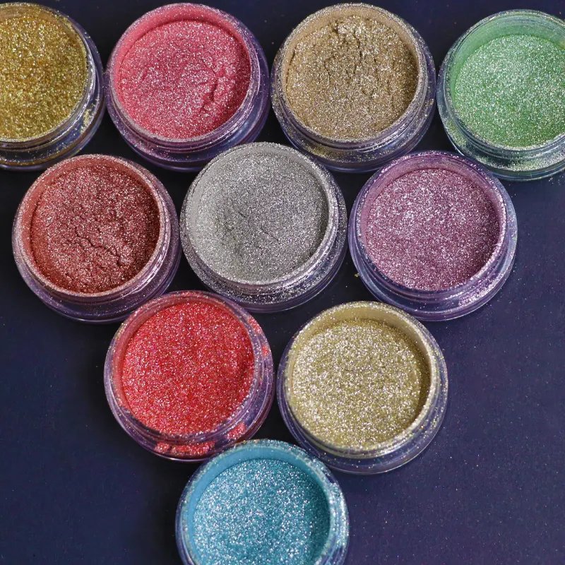 Métallique Cosmétique Couleurs Effet Chrome Poudre Fine Paillettes Fard À Paupières Pigment