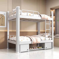 Lit superposé en acier et bois, réglable, pleine taille, durable, minimaliste, moderne, profil haut et bas, pour usage hôtelier