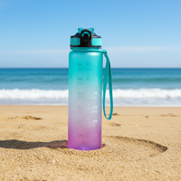 Bouteille d'eau de sport en plastique de 1 L sans BPA avec marqueur de temps, grande capacité, pour fitness et activités de plein air, modèle 2026
