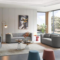 Ensemble de canapés de bureau en tissu à trois places, style nordique, courbé, moderne, modulaire, pour la réception, la maison, le salon, le commerce