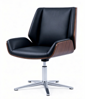 Chaise de bureau en cuir haut de gamme à dossier haut, design ergonomique, accoudoirs fixes, fonction pivotante inclinable pour la maison/le bureau