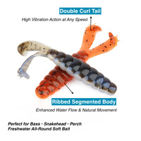 10 pièces Spinpoler Twin Tail Salted Grub, leurre de pêche souple à double queue en TPR, 7cm 3g, appât souple enrichi en sel pour la pêche au black-bass