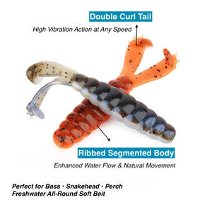 เหยื่อตก<span class=keywords><strong>ปลา</strong></span> Spinpoler Twin Tail Salted Grub แบบนิ่ม 10 ชิ้น หางคู่ ขนาด 7 ซม. น้ำหนัก 3 กรัม เหยื่อแบบนิ่มผสมเกลือ สำหรับตก<span class=keywords><strong>ปลา</strong></span>แบส - Product Image 3