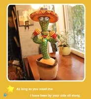 Mise à niveau lumineuse jouets en peluche électriques poupées transfrontalières parlent la danse diverses langues options de styles multiples, y compris le cactus