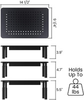 Support d'écran ergonomique réglable en 3 hauteurs avec tiroir coulissant en métal maillé pour ordinateur de bureau et organisateur de bureau