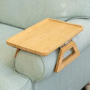 Деревянный портативный столик для телевизора, боковой столик для небольших помещений, бамбуковый столик-поднос для дивана