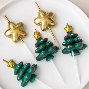 Festivo albero di natale stella torta candele Premium decorazione da forno festa di compleanno festa di Natale Topper albero di natale candele albero di natale - Product Image 5