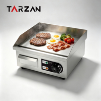 Gril électrique professionnel TARZAN à plaques côtelées pour comptoir, idéal pour la restauration rapide, les snacks, les restaurants et la cuisson de steaks